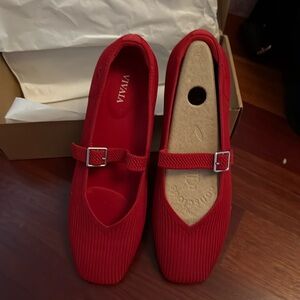 Brand new never worn Vivaia red Maryjane’s with box